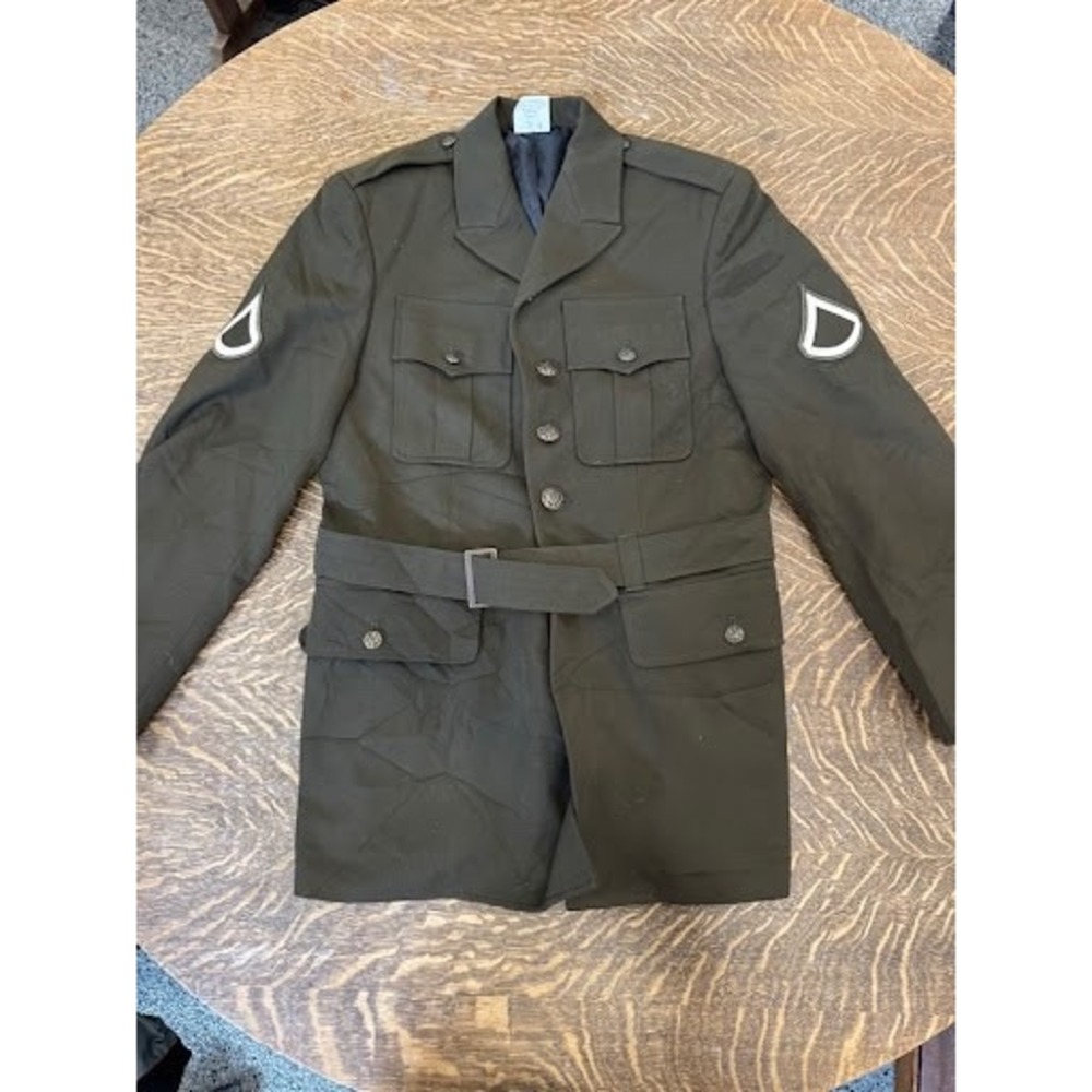 Vtg US Army Officer Style Ike / Service Jacket Heritage Green Size 37S-C Belted - Picture 1 of 9